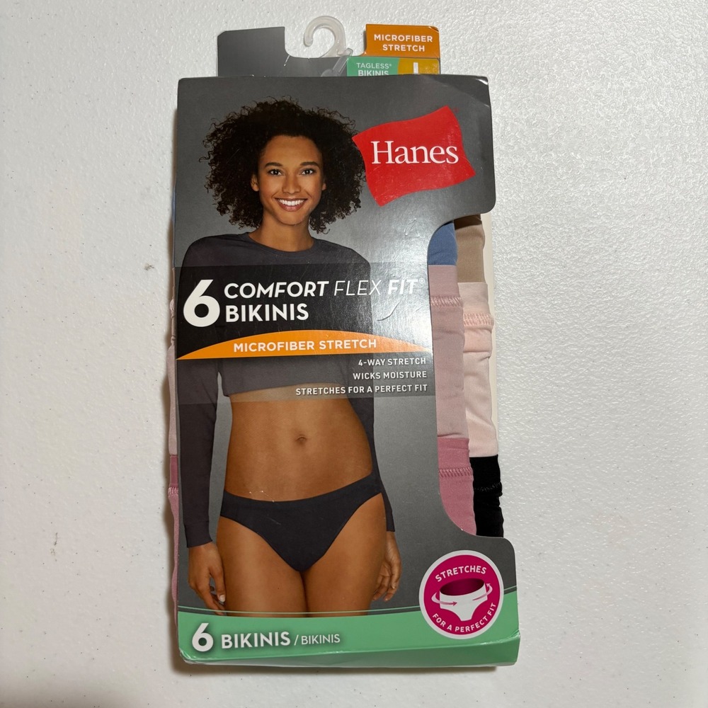 Hanes Womens 6 Pack Comfort Flex Fit Bikini Underwear Microfiber Stretch Large 7